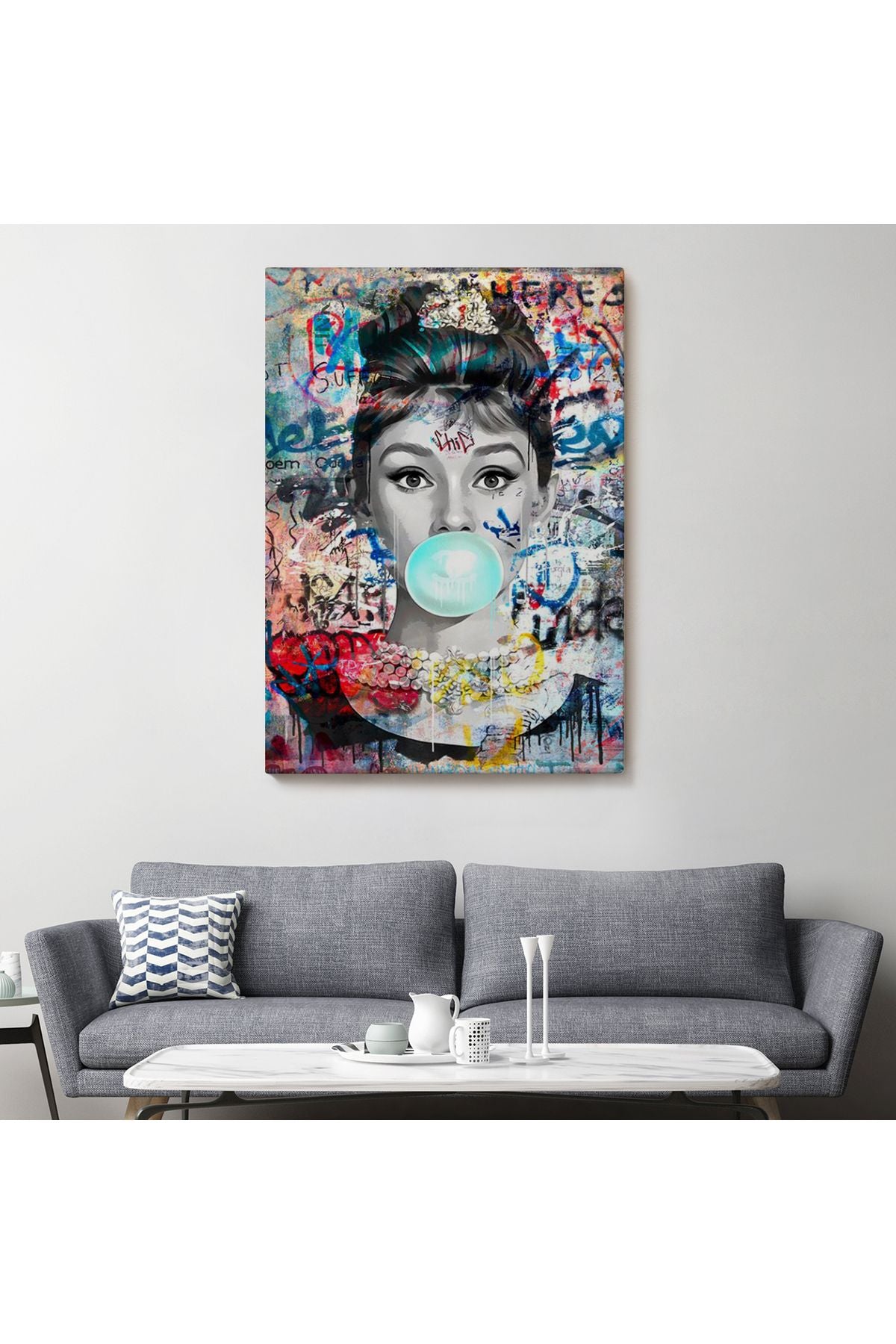 Audrey Hepburn Graffiti Pop Art Duvar Tablosu-6470
