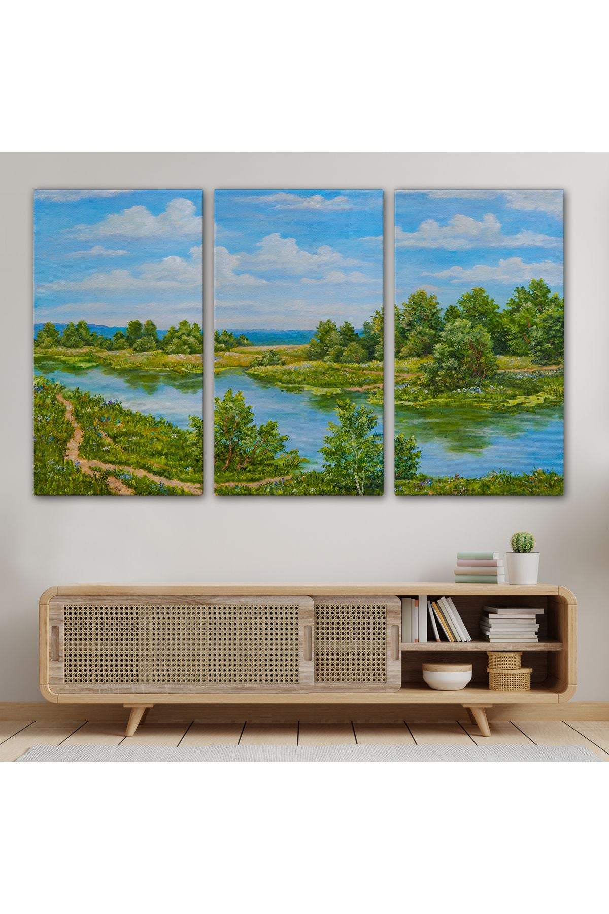 Rusya Nehri Yağlıboya Görünüm Dekoratif Kanvas Duvar Tablosu-3619