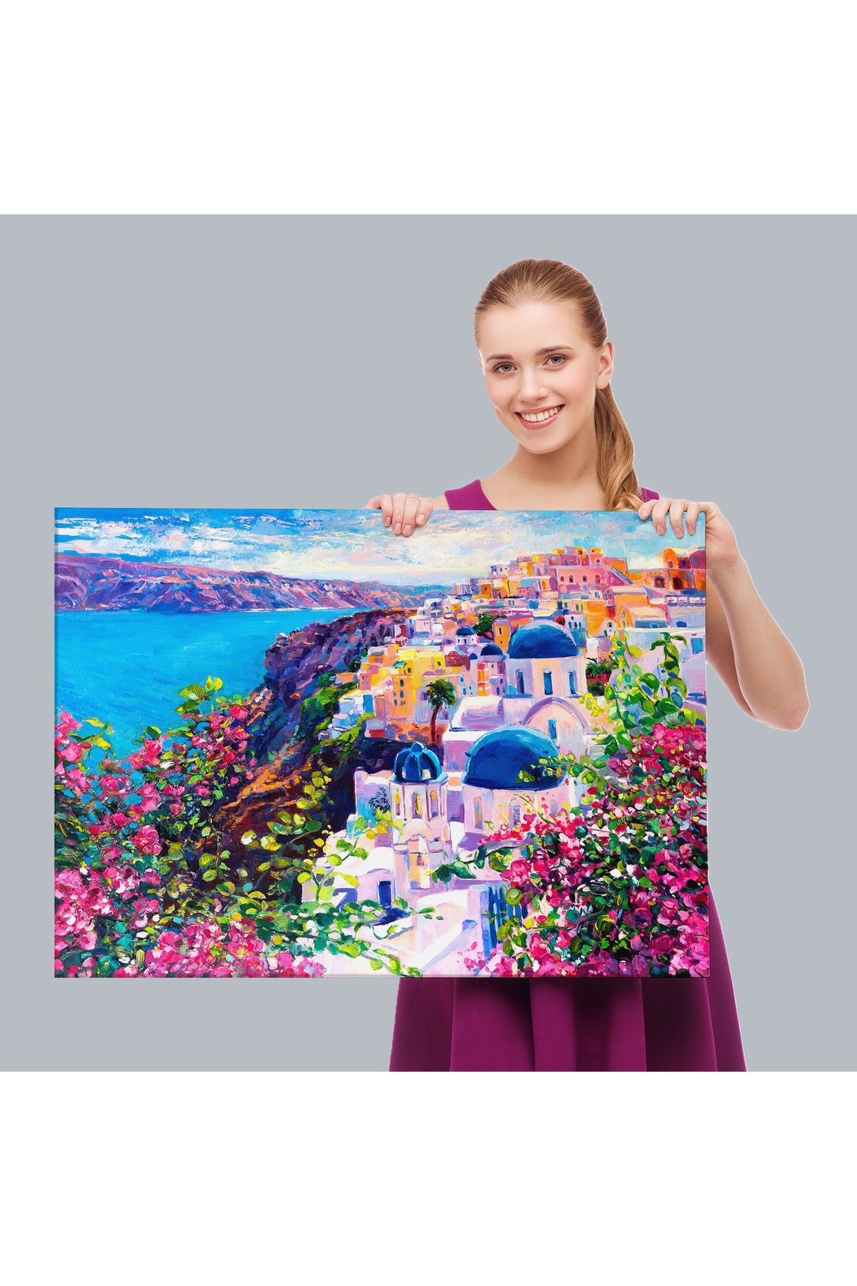 Santorini Yunanistan Güzel Bir Kızın Kavramsal Soyut Resmi-3754