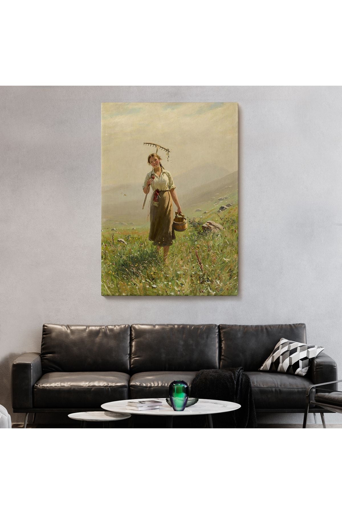 Çayırda Yüreyen Köylü Kızı Duvar Tablosu-6324