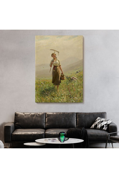 Çayırda Yüreyen Köylü Kızı Duvar Tablosu-6324