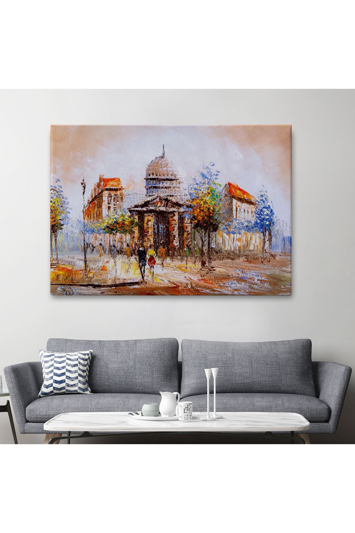 DB  Paris Sokakları Yağlıboya Görünüm Dekoratif Kanvas Duvar Tablosu-3485