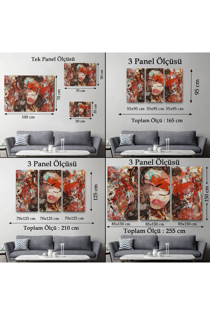 Çağdaş Sanat Kadın portresi Yağlıboya Görünüm Dekoratif Kanvas Duvar Tablosu-3534