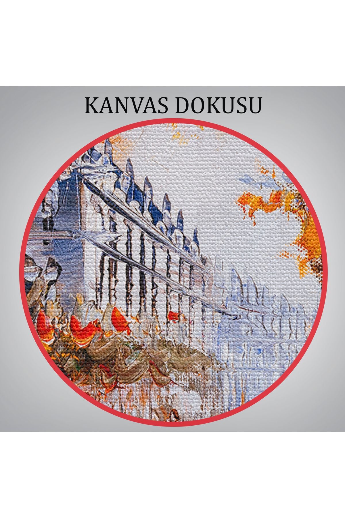 Paris Sokakları Yağlıboya Görünüm Dekoratif Kanvas Duvar Tablosu-3483