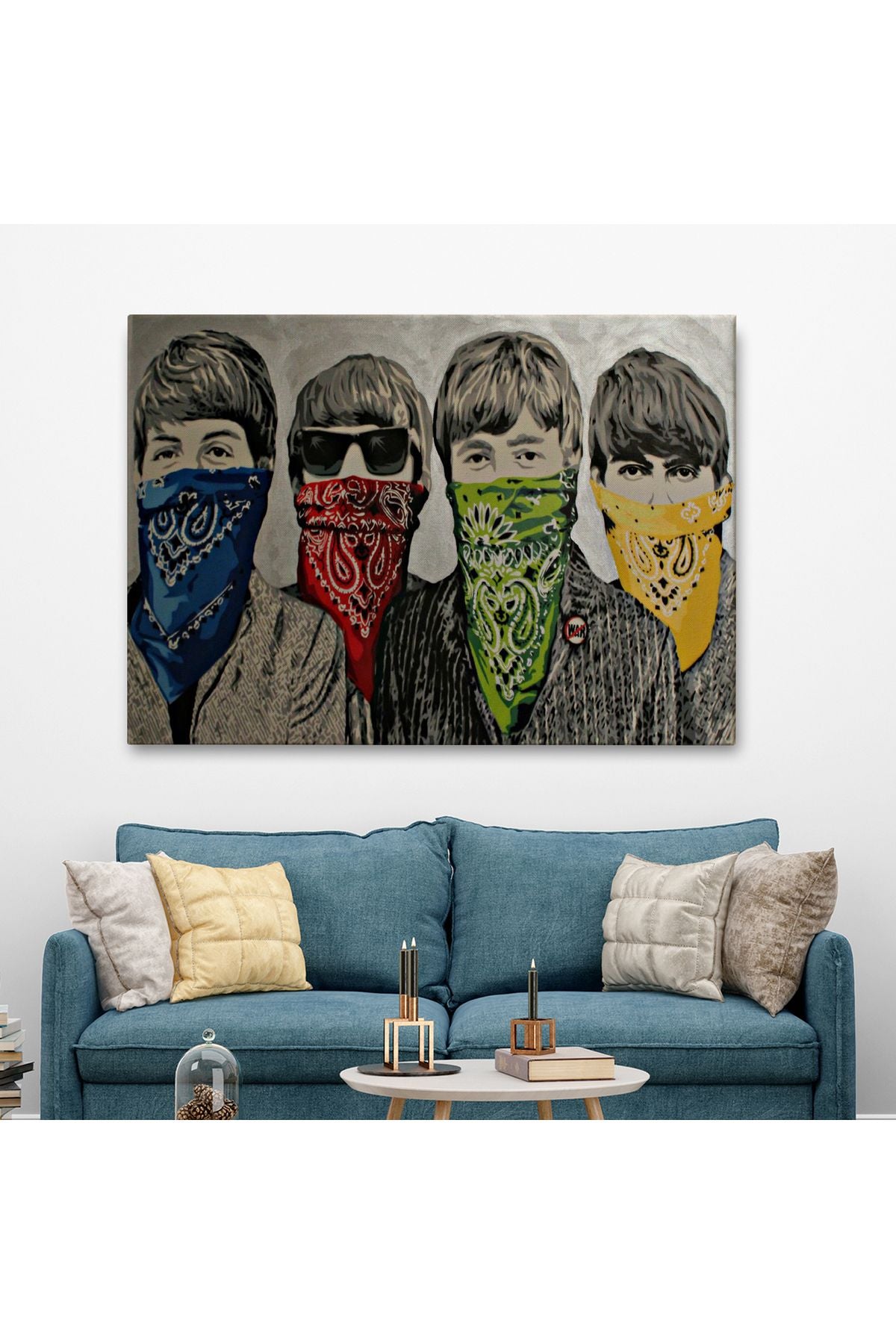 Bansky'nin Bandanalı Beatles Çocuklar İsimli Çalışması Kanvas Tablo-5011