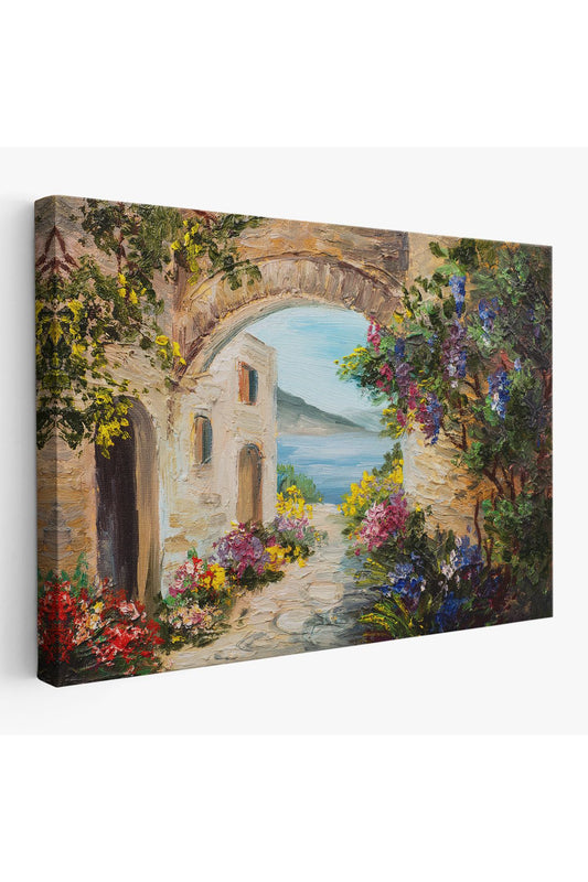 Yaz Manzarası Yağlıboya Görünüm Dekoratif Kanvas Duvar Tablosu-3476