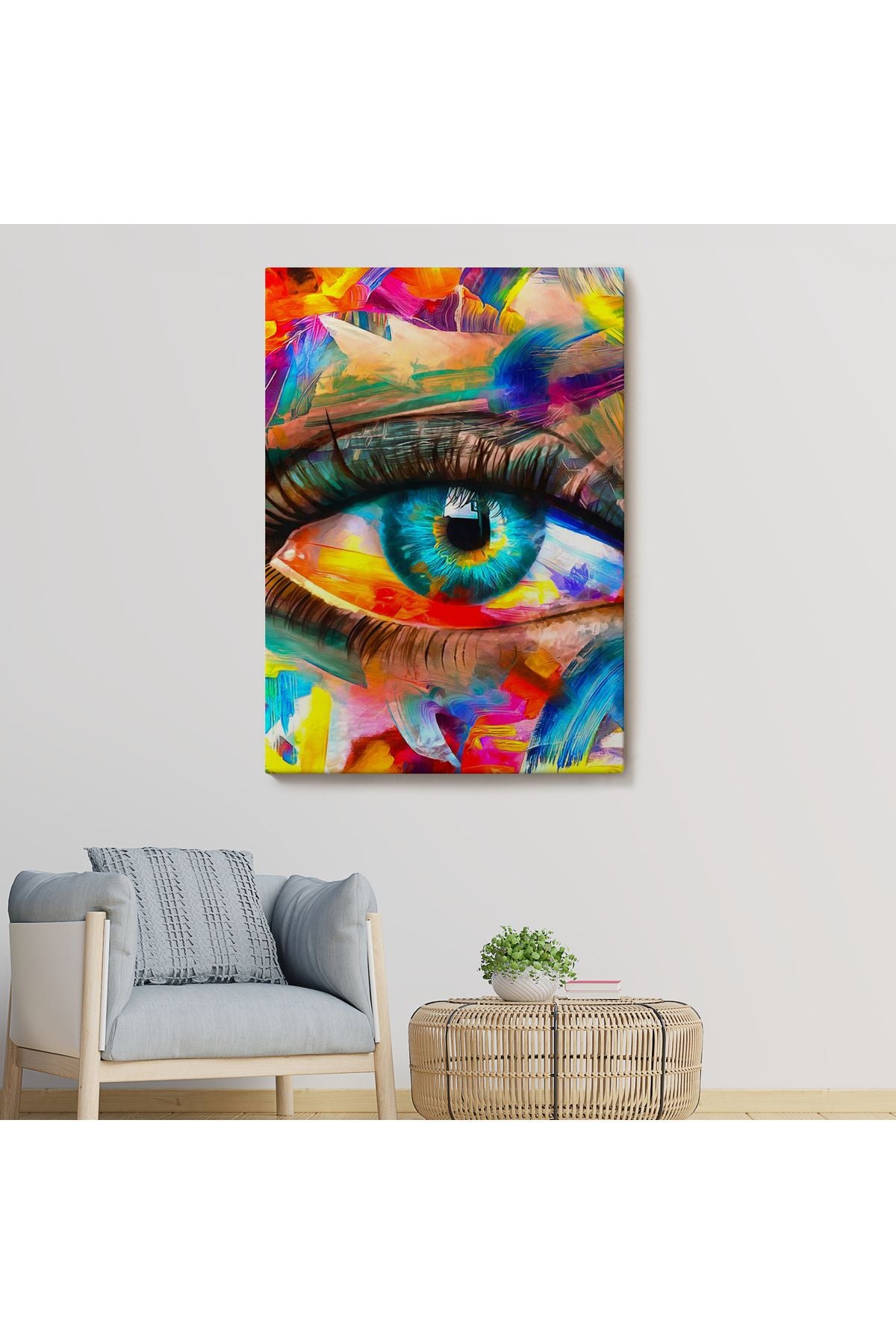 Renkli Yağlıboya Görünümlü Göz Tablosu-6329