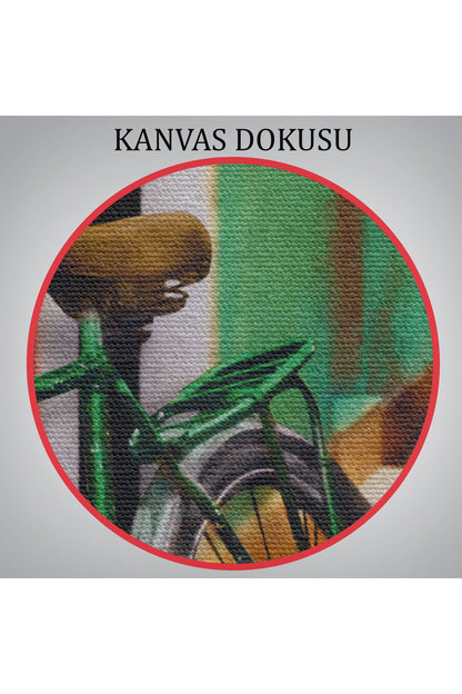 Sokaktaki Çiçekli Bisiklet Duvar Tablosu-6453