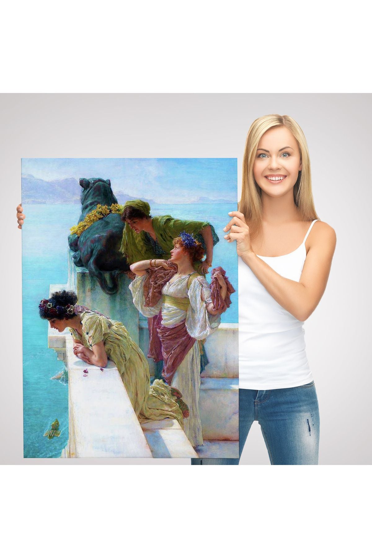 Dekoratif Kanvas Tablo, Duvar Tablosu-Denize Bakan Kızlar ve Yalıları 6037