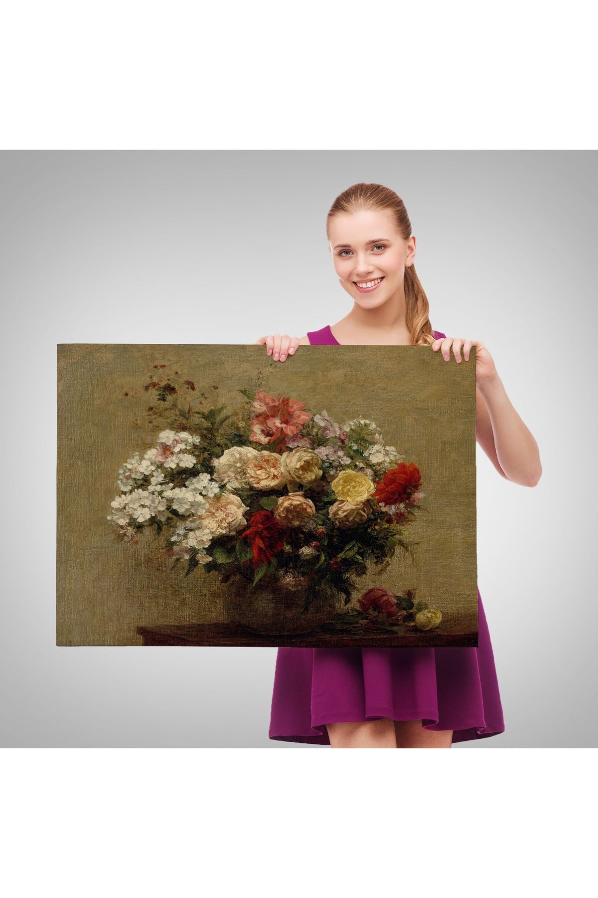 YB HG Vazodaki Renkli Çiçekler Duvar Tablosu-3493