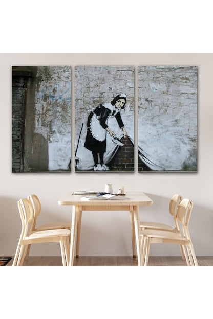 Banksy'nin Londra Sokaklarını Süpüren Temizlikçi Kadın Kanvas Tablosu-5004