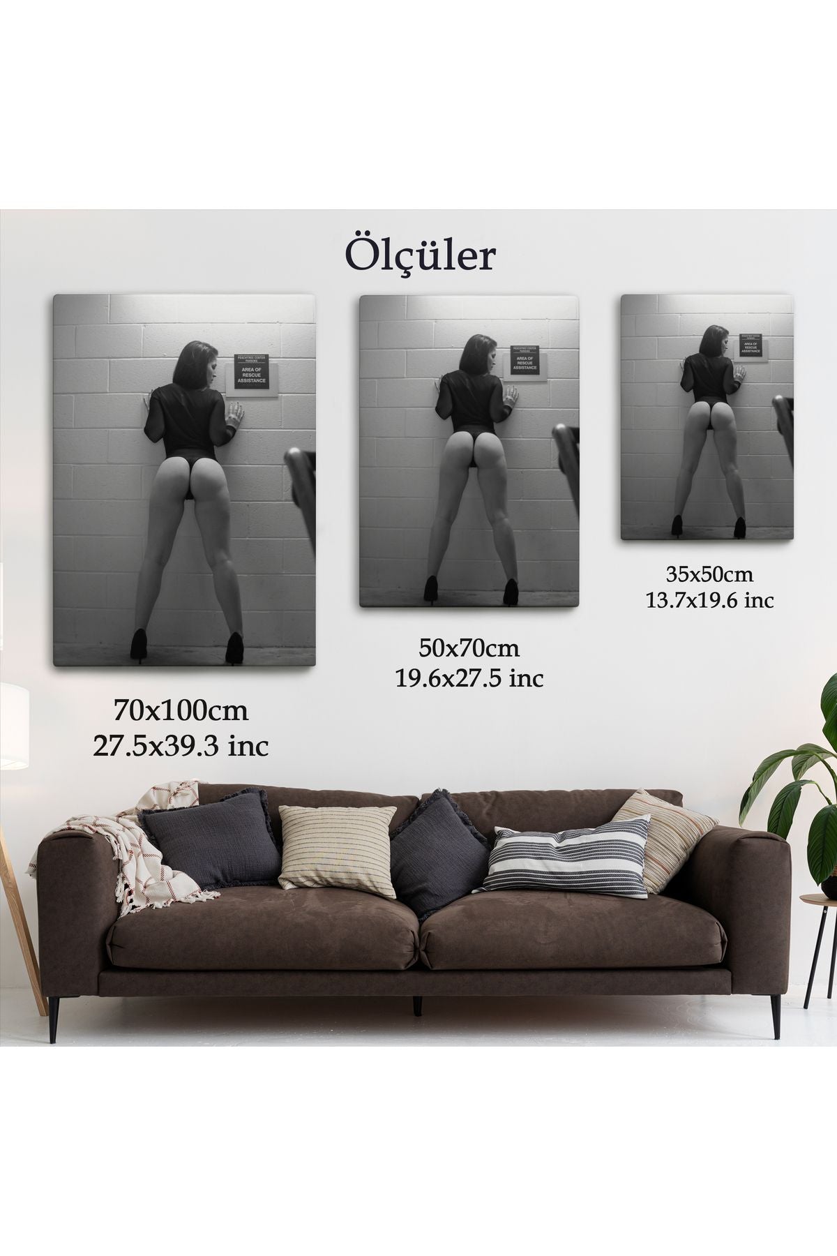 Duvara Yaslanan Pürüzsüz Seksi Adın Vücut Kanvas Tablo-5293