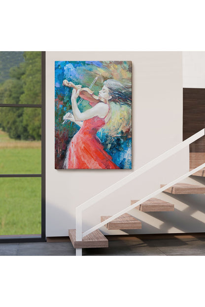 Keman Çalan Müzisyen Kadın Tablosu-5922
