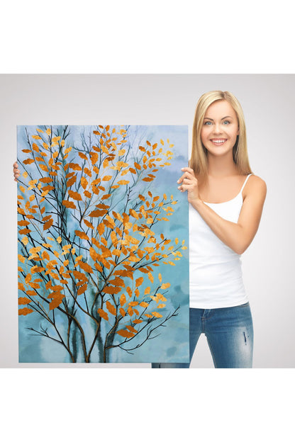 Turuncu Yapraklar Soyut Dekoratif Kanvas Tbalo-5177
