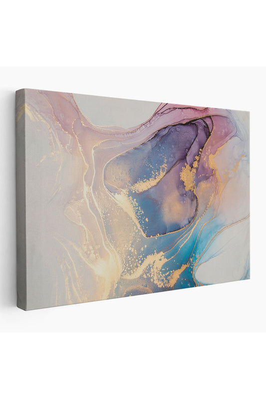 Mürekkep ve Alkol Elementleri ile Mermer Deseni Verilmiş Kanvas Tablo-5039