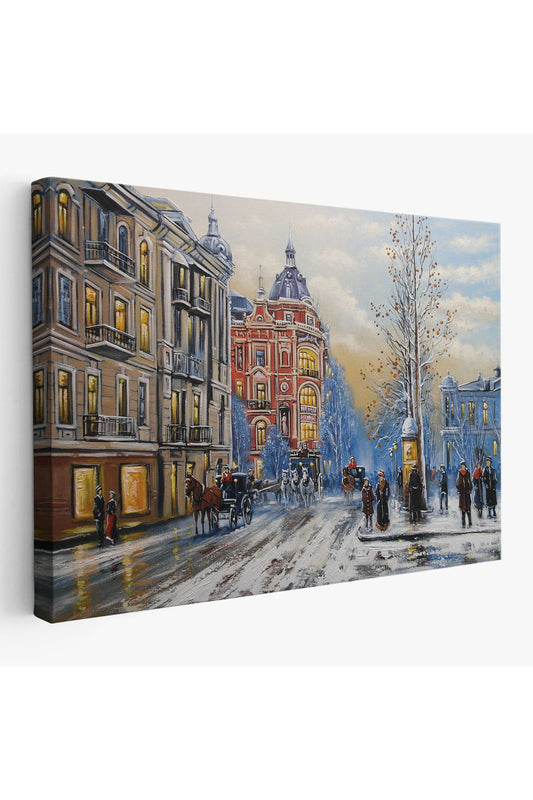 Ukrayna Kiev Eski Sokak Manzarası Dekoratif Duvar Tablosu-3695