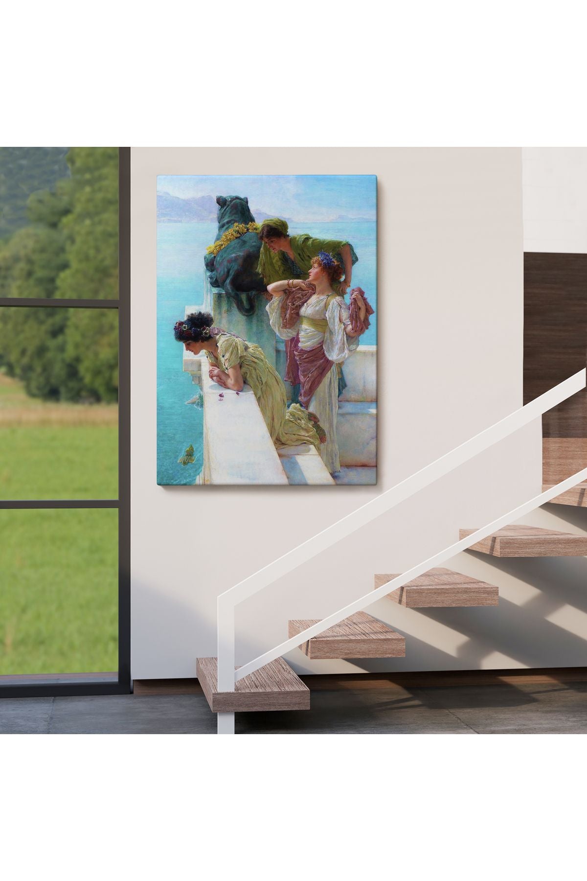 Dekoratif Kanvas Tablo, Duvar Tablosu-Denize Bakan Kızlar ve Yalıları 6037
