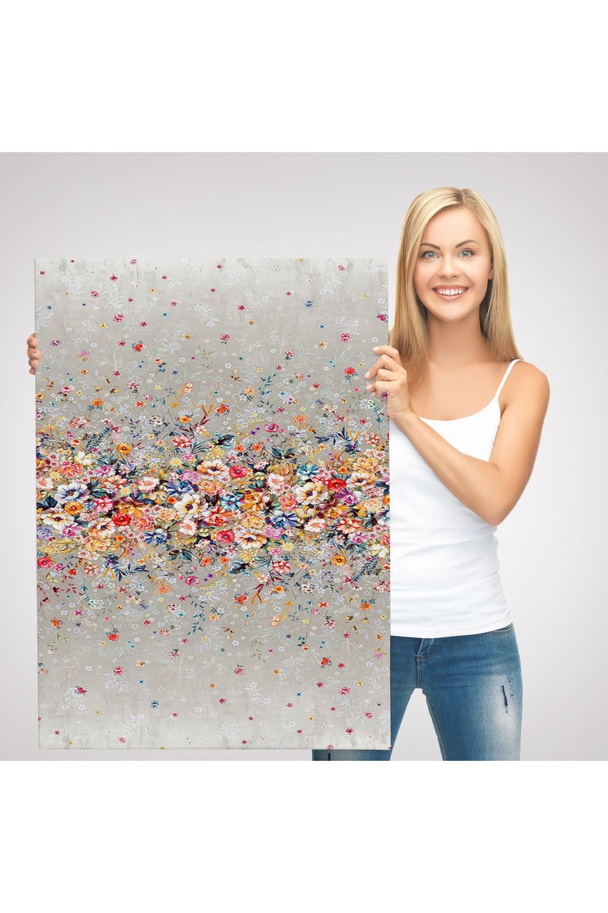 Renkli Çiçekler Duvar Tablosu-6085