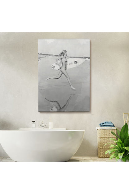 Çıplak Sörfçü Kadın Kanvas Tablo-5240