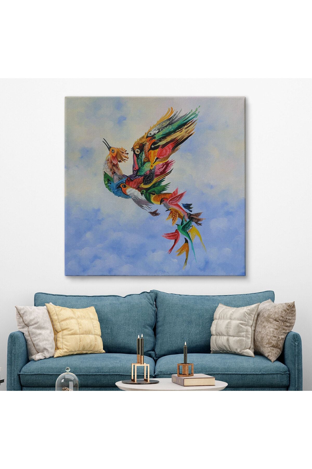 Renkli Simurg Kuşu Anka Kuşu Kanvas Tablo-5326