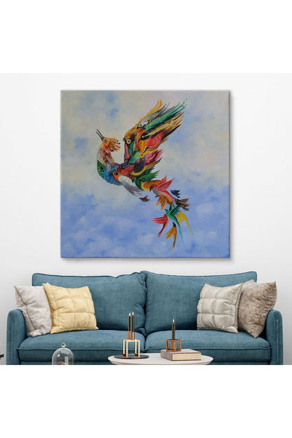 Renkli Simurg Kuşu Anka Kuşu Kanvas Tablo-5326
