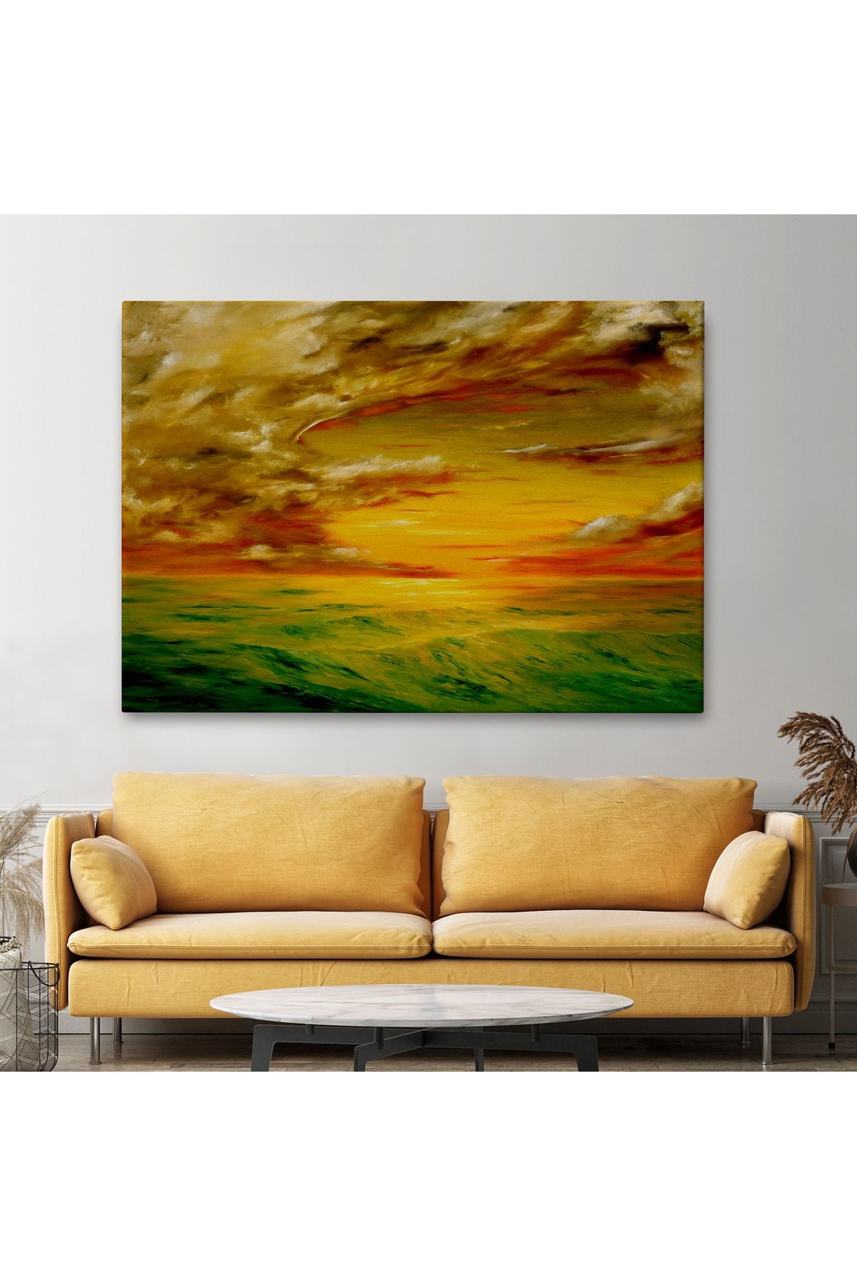 Deniz Manzarası Yağlıboya Görünüm Dekoratif Kanvas Duvar Tablosu-3762