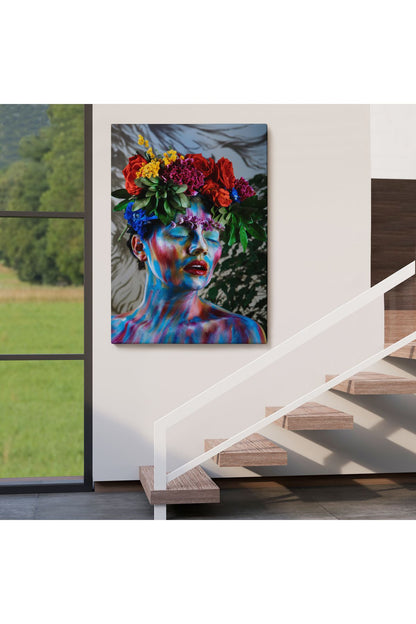 HG Çiçek Taçlı Kız Duvar Tablosu-5990