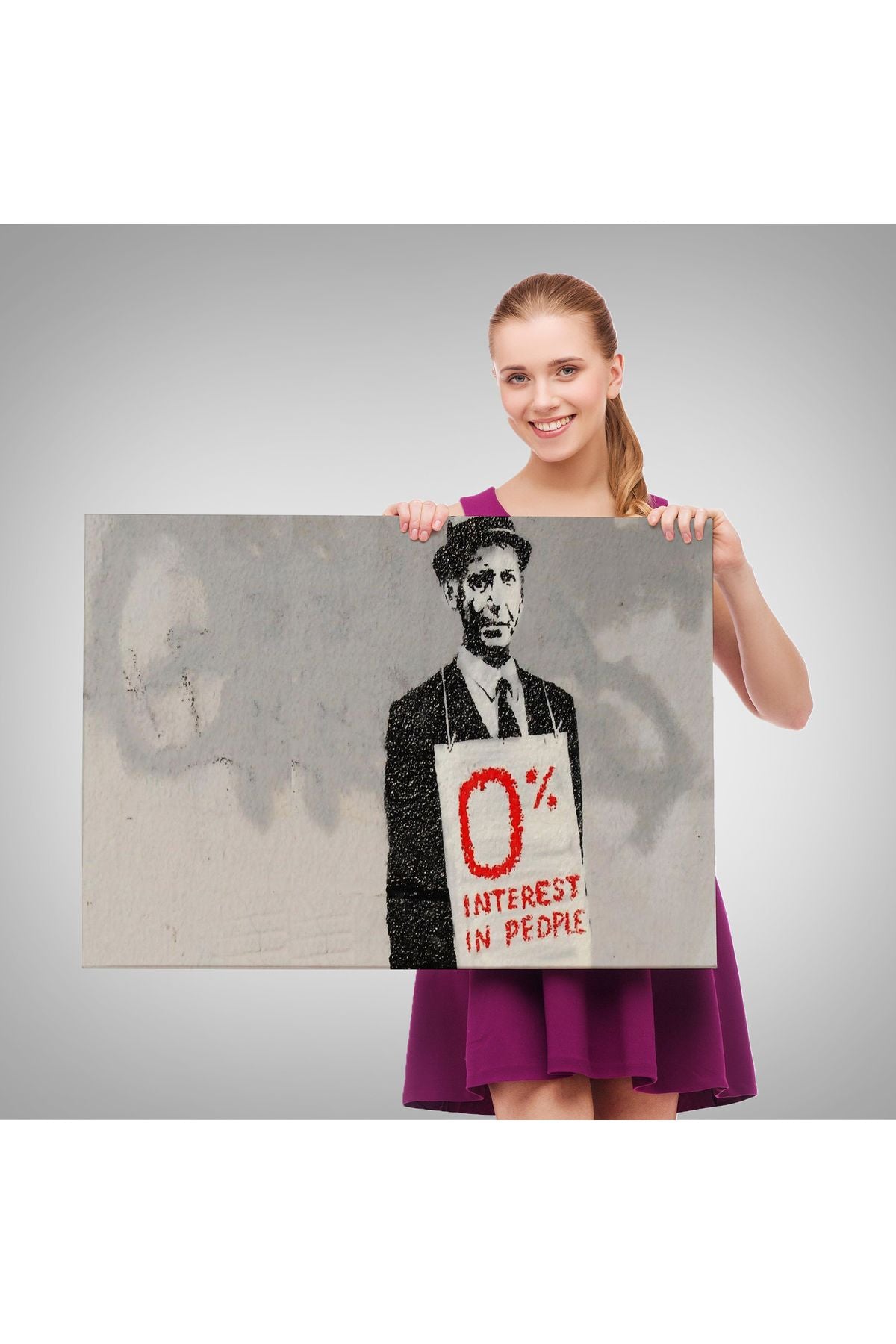 Banksy % 0 Faiz Oranı İsimli Çalışması Kanvas Tablo / % 0 Interest In People-5110