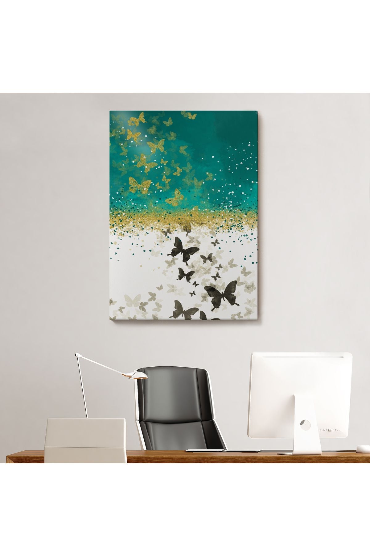 Altın ve Siyah Kelebekler Duvar Tablosu-6009