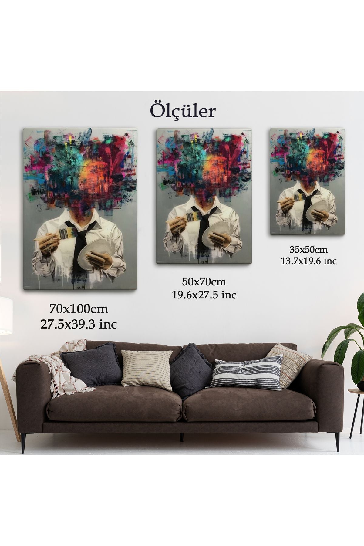 Kendi Kafasını Boyayan Adam Gerçeküstü Duvar Sanatı Kanvas Tablo-5263