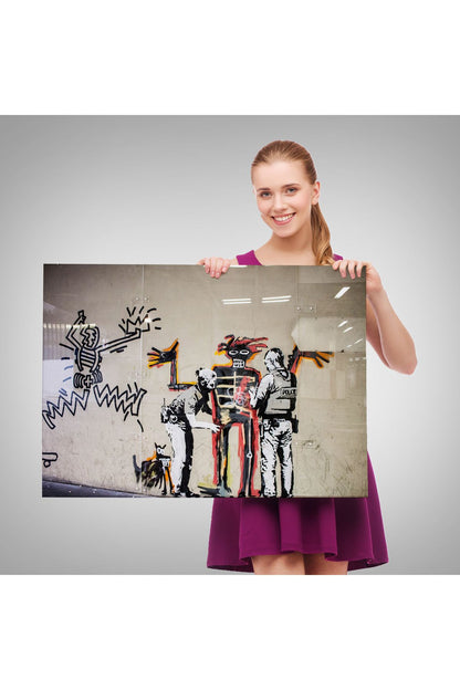 Bansky Grafitiyi Arayan Polisler Kanvas Tablo-5018