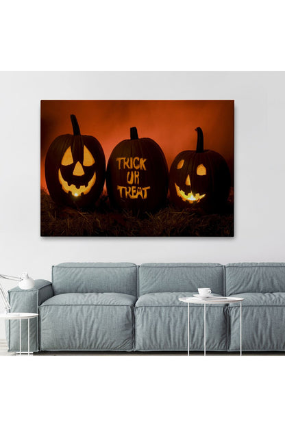 Cadılar Bayramı Korkunç Kabak Kanvas Dekoratif Duvar Tablosu-5201