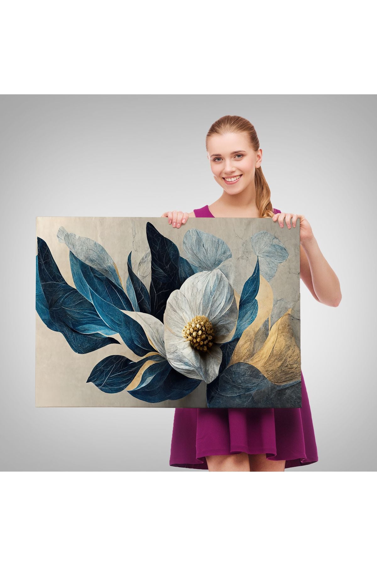 Dekoratif Çiçek Duvar Tablosu-3707