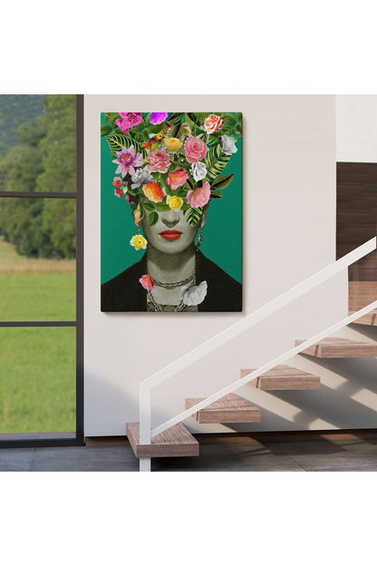Çiçek Başlı Ünlü Ressam Portresi Kanvas Tablo-5131