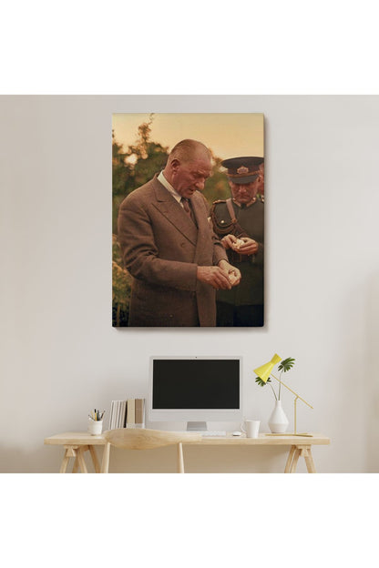 Atatürk Portre Tablosu Mustafa Kemal Atatürk Dikdörtgen Dekoratif Kanvas Tablo-FN-137