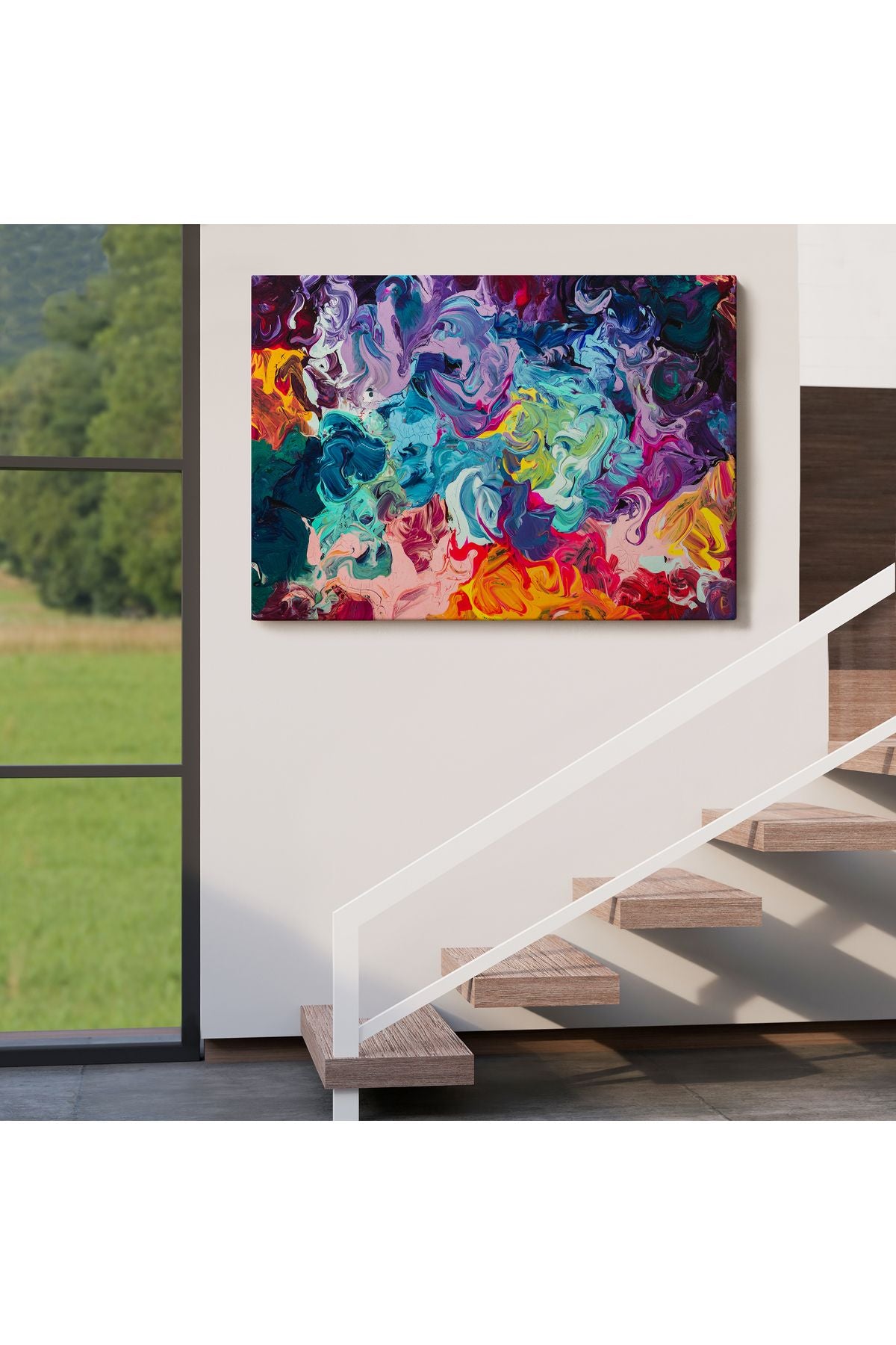 Modern Tarz Yağlıboya Görünüm Dekoratif Kanvas Duvar Tablosu-3524