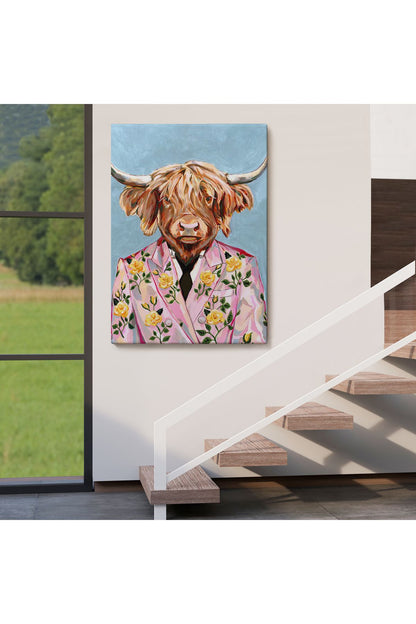 HG Pembe Ceketli Boğa Duvar Tablosu-6350