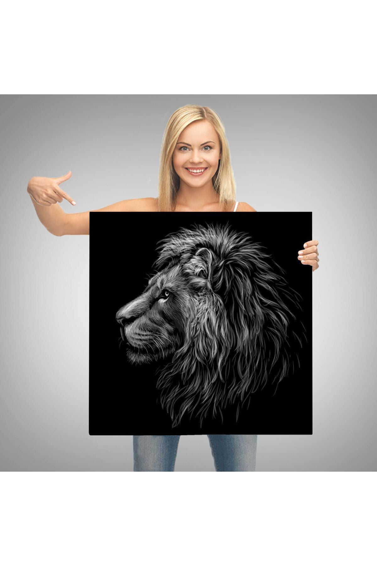 Erkek Aslan Dekoratif Kanvas Tablo-5816