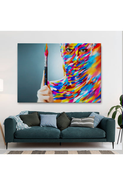Sanatçı Kadın Dekoratif Kanvas Duvar Tablosu-3455