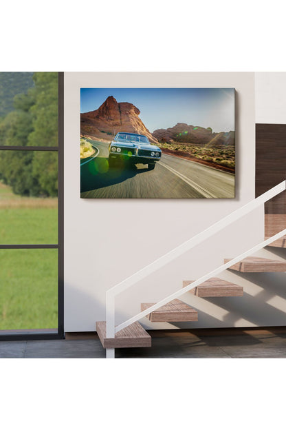 Çölde Eski Araba Dekoratif Kanvas Duvar Tablosu-3516