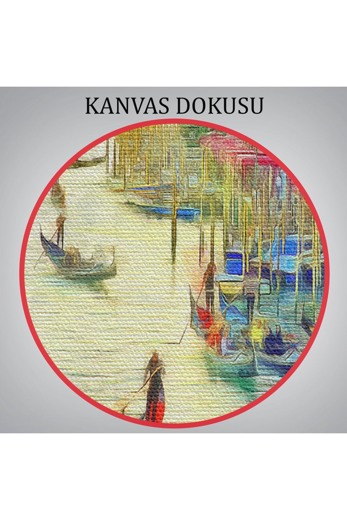 İtalya Venedik Gondol Manzarası Yağlıboya Görünüm Dekoratif Kanvas Duvar Tablosu-3623