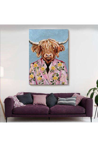 HG Pembe Ceketli Boğa Duvar Tablosu-6350