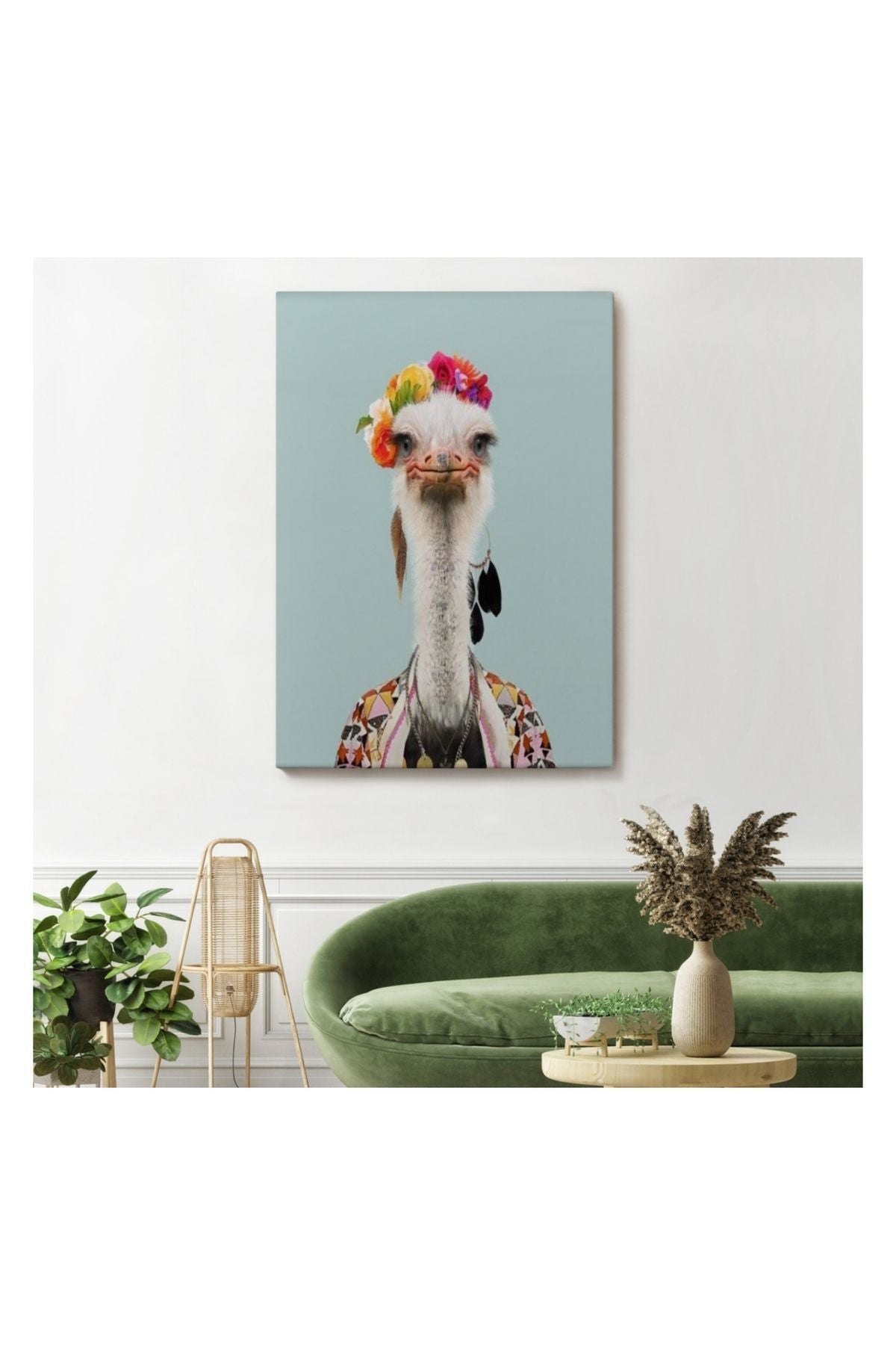 Kanvas Tablo, Duvar Dekoru, İnsan Görünümlü Deve Kuşu 6286 BUNGKNV