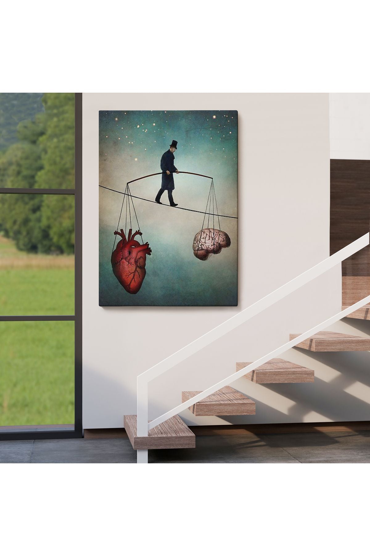 Dekoratif Kanvas Tablo, Duvar Tablosu-Kalp ile Akıl Arasındaki Balans 6363