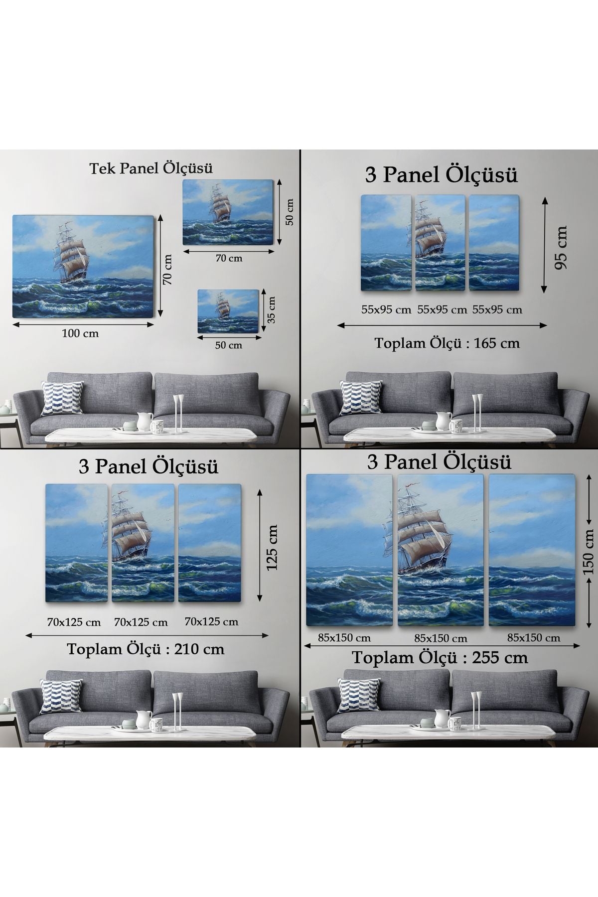 Dalgalı Okyanustaki Büyük Yelkenli Duvar Tablosu-1215