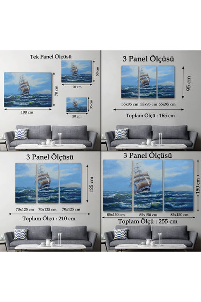 Dalgalı Okyanustaki Büyük Yelkenli Duvar Tablosu-1215