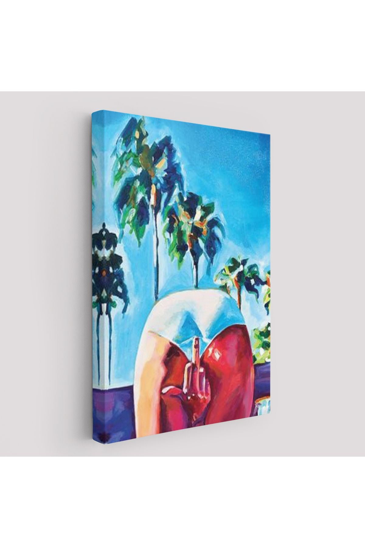 Bacaklarının Arasından Orta Parmak İşareti Yapan Kadın Tablosu-6082