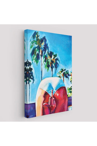 Bacaklarının Arasından Orta Parmak İşareti Yapan Kadın Tablosu-6082