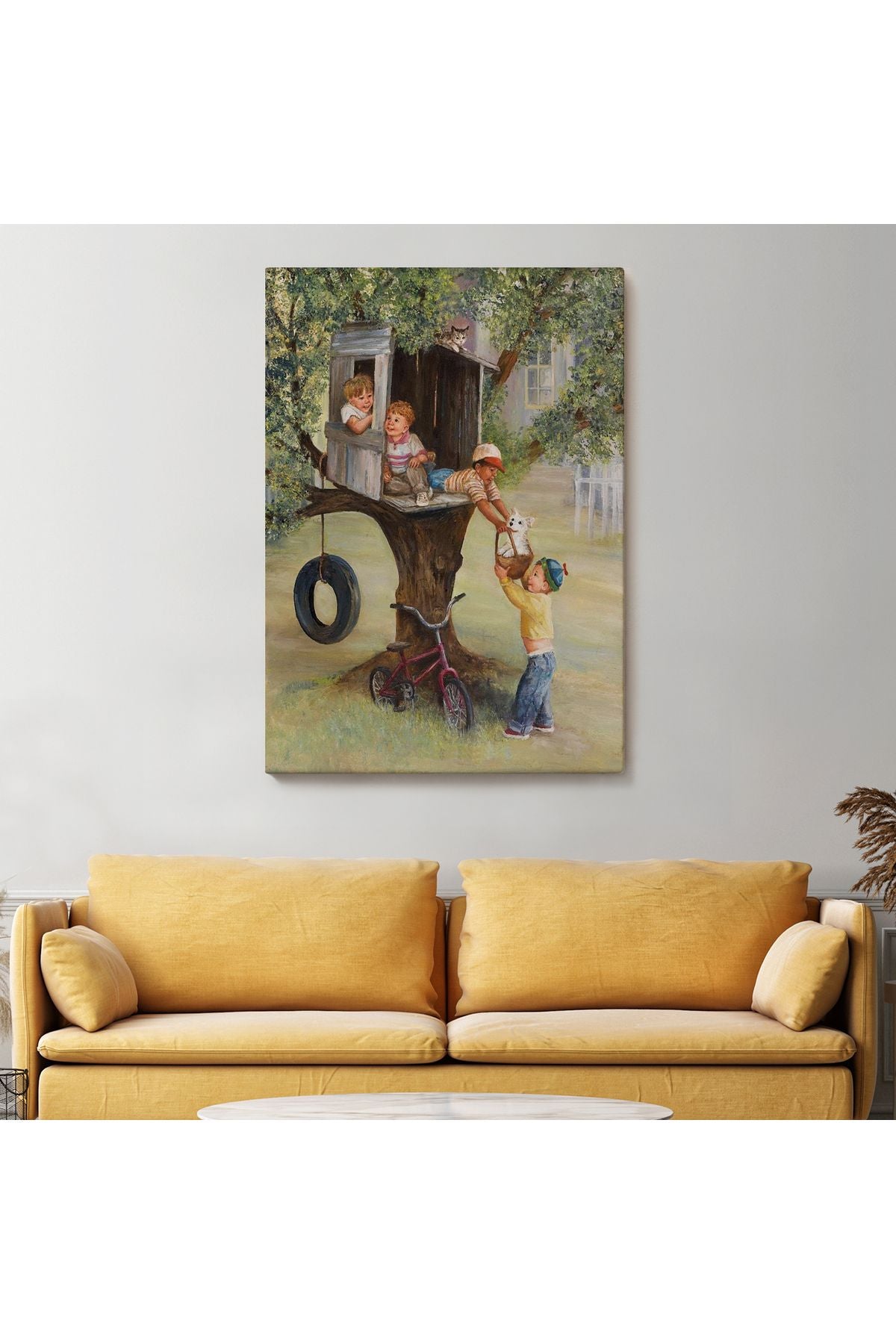 Dianne Dengel Ağaç Ev'de Oynayan Çocuklar Tablosu-6262