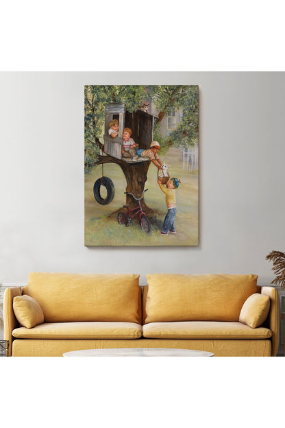 Dianne Dengel Ağaç Ev'de Oynayan Çocuklar Tablosu-6262